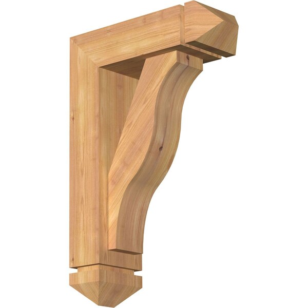 Ekena Millwork Funston Arts and Crafts Smooth Bracket w/ Offset Brace, Western Red Cedar, 5 1/2"W x 16"D x 24"H BKT0604X16X24FST03SWR - main